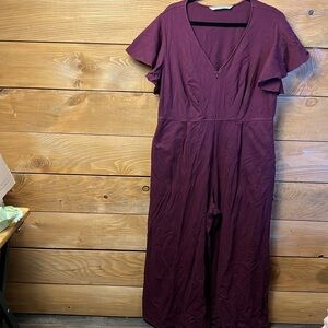 Wayward Fancies  eShakti 2X 20w Plus Size women's Jumpsuit Maroon Wide Leg‎ Y2K